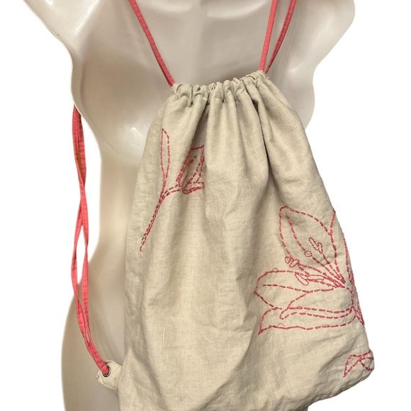 GAP swim bag Cream with pink flowers - Picture 1 of 3
